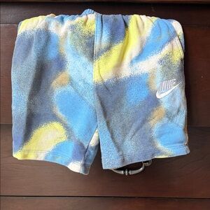 Nike Kids Blue, Yellow & White Tie-Dye Terry Shorts